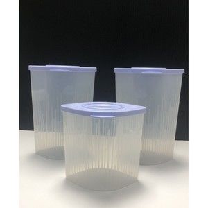 Tupperware Fresh N Cool (Set of 3) Refrigerator Containers  #5058 Blue Stackable